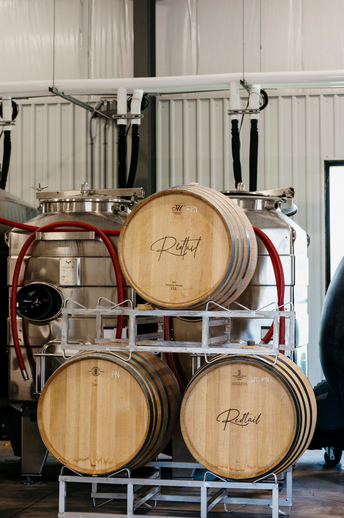 French oak barrels at Redtail