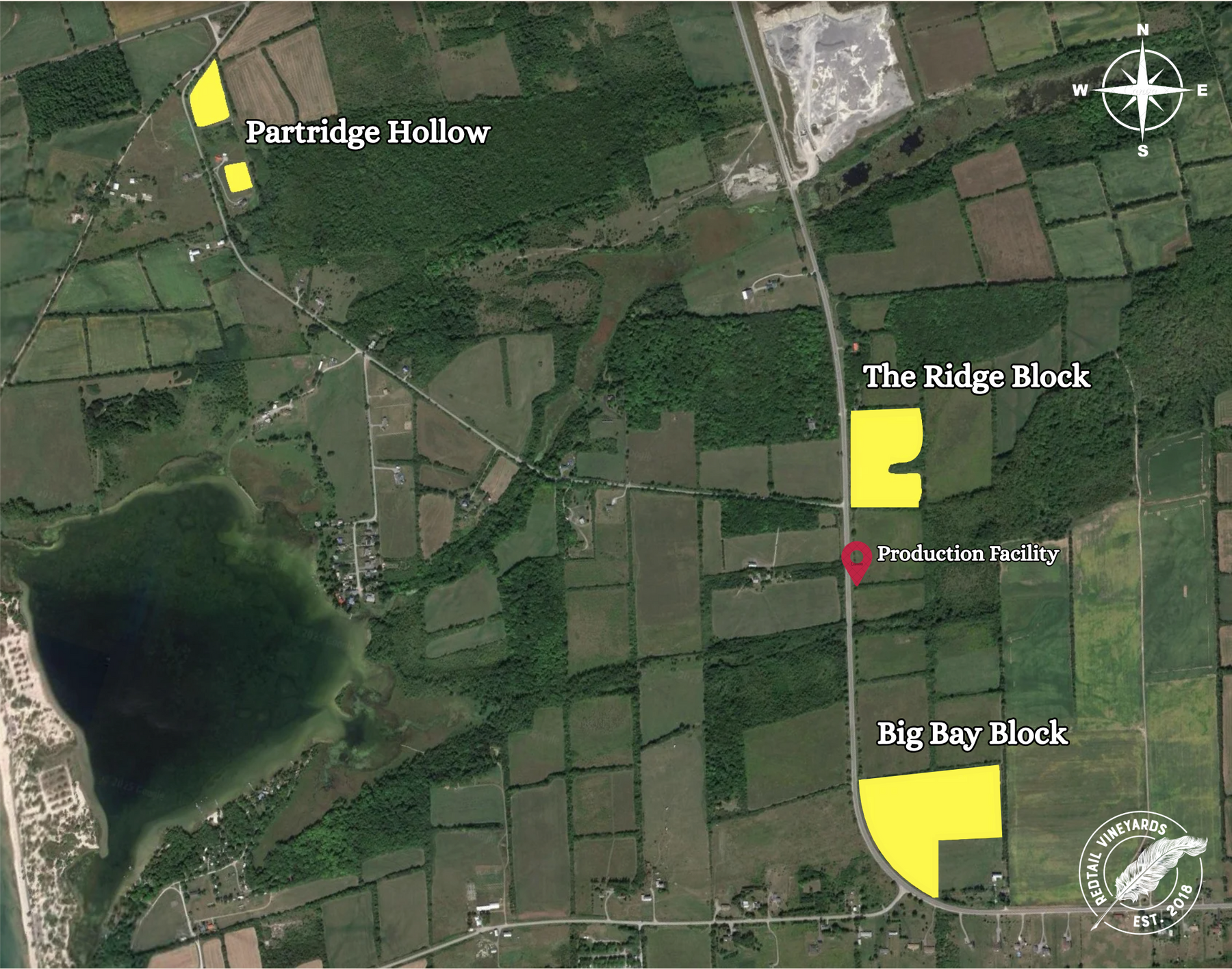 Three vineyard blocks at Redtail